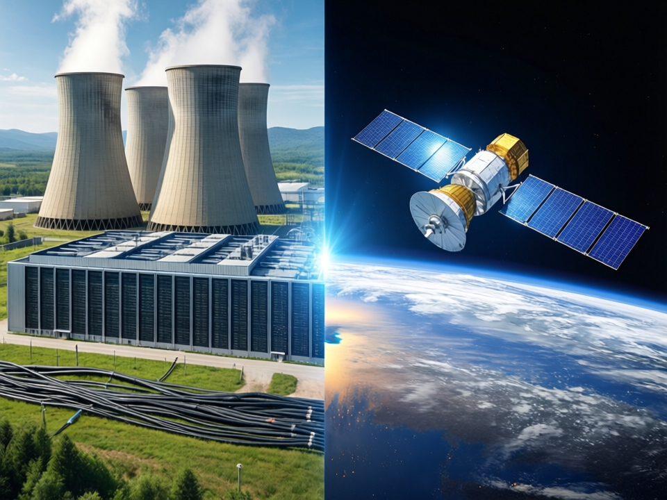 Comparison of a ground-based data centre with cooling towers versus a satellite data centre in orbit